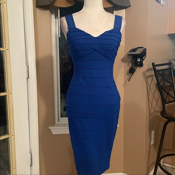 TED BAKER CHARLII BLUE BODYCON JERSEY SHEATH MIDI DRESS SZ US 6 OR TED SZ 2 S - Picture 4 of 12